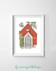 Buildings & Venues - Mount Druid Red Tin Hall Illustration